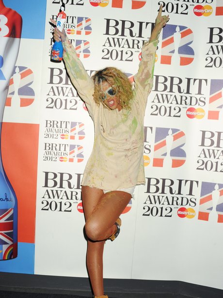 Rihanna backstage at the BRIT Awards 2012