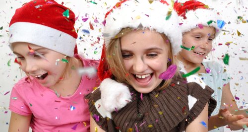 Christmas kids In Santa Hats
