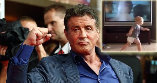 Sylvester Stallone baby boxing canvas