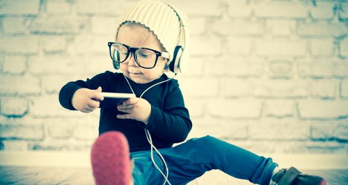 Kid listening to music